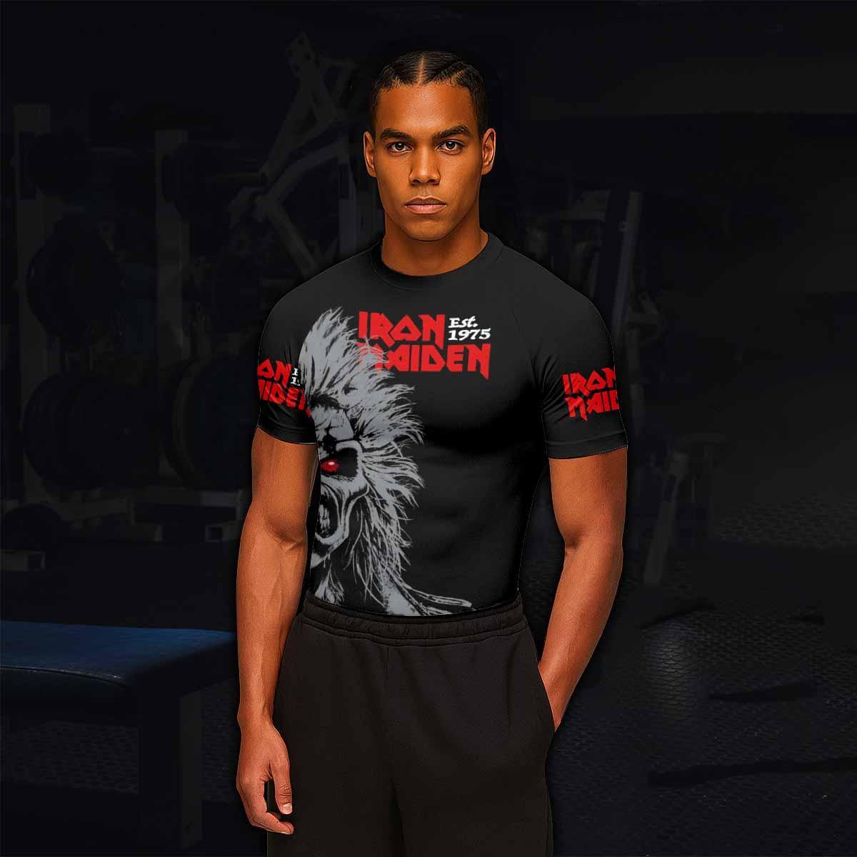 Iron Maiden Eddie the Head Men's Rash Guard Short Sleeve - lifestyle view