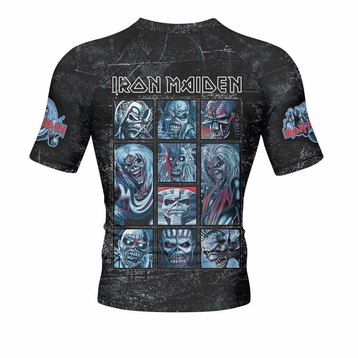 Iron Maiden The Ten Eddies Men's Rash Guard Short Sleeve - back view mockup
