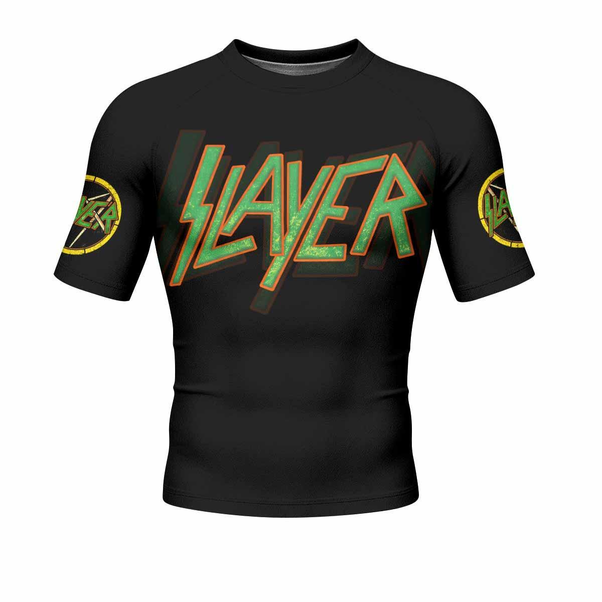 Slayer Hellfire Demon Men's Rash Guard Short Sleeve - front view mockup