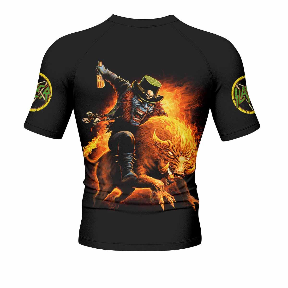 Slayer Hellfire Demon Men's Rash Guard Short Sleeve - back view mockup