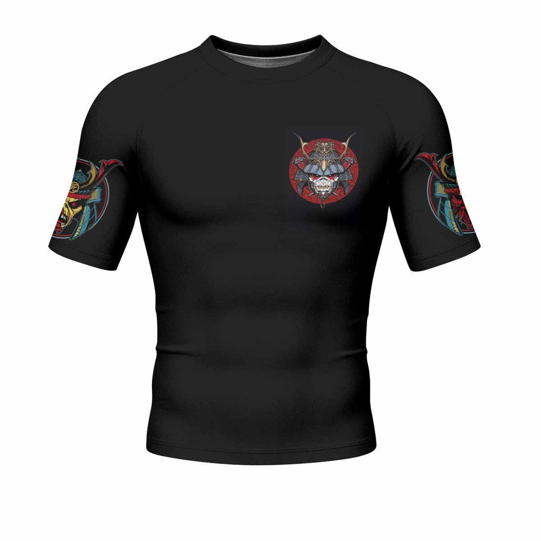 Iron Maiden Samurai Jiu-Jitsu Men's Rash Guard Short Sleeve - front and back view