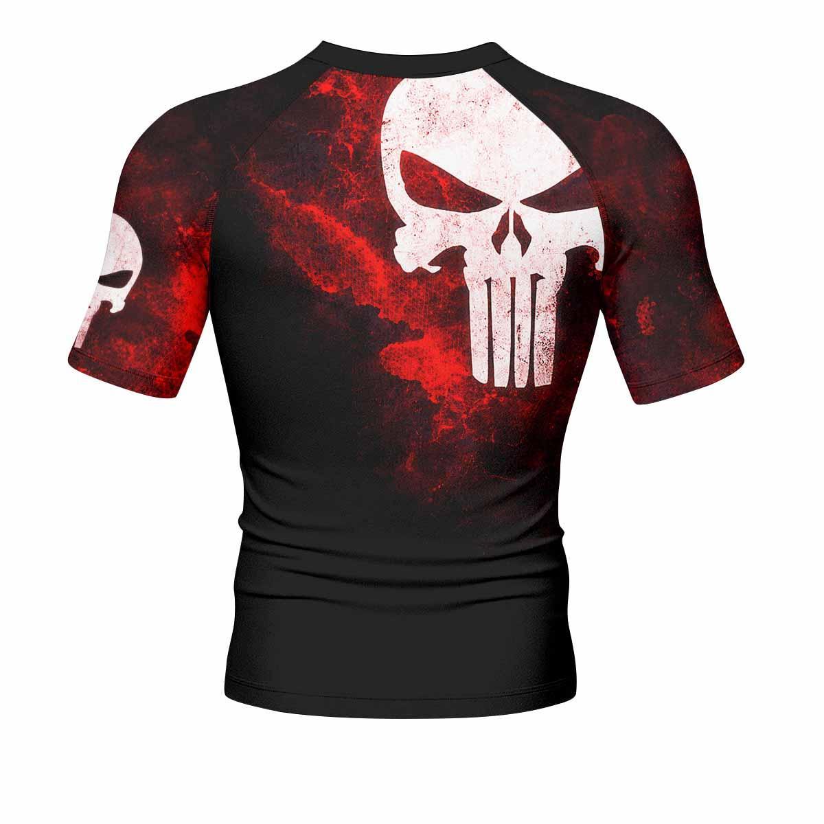 Punisher War Zone Men's Rash Guard Short Sleeve - back view mockup