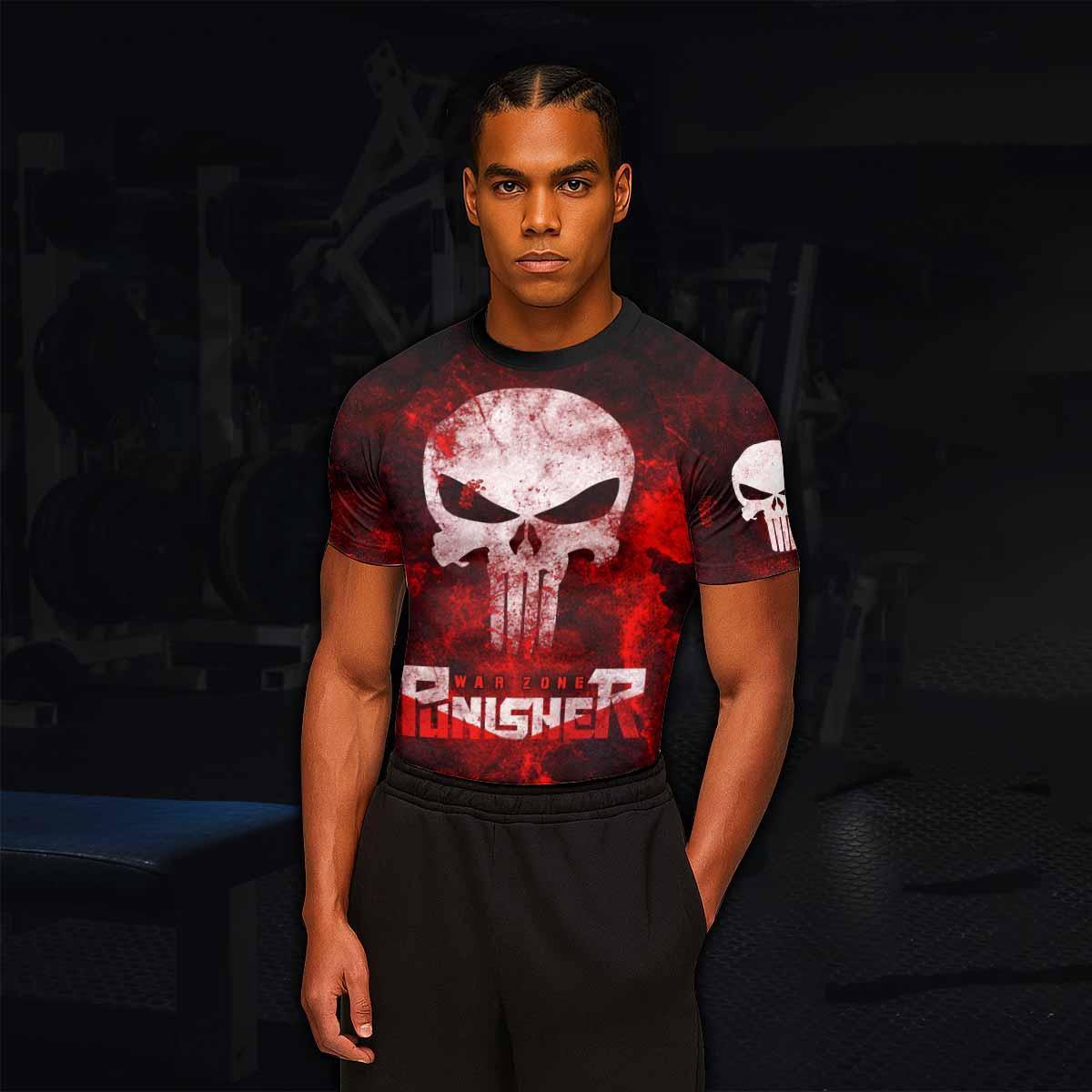 Punisher War Zone Men's Rash Guard Short Sleeve - lifestyle view