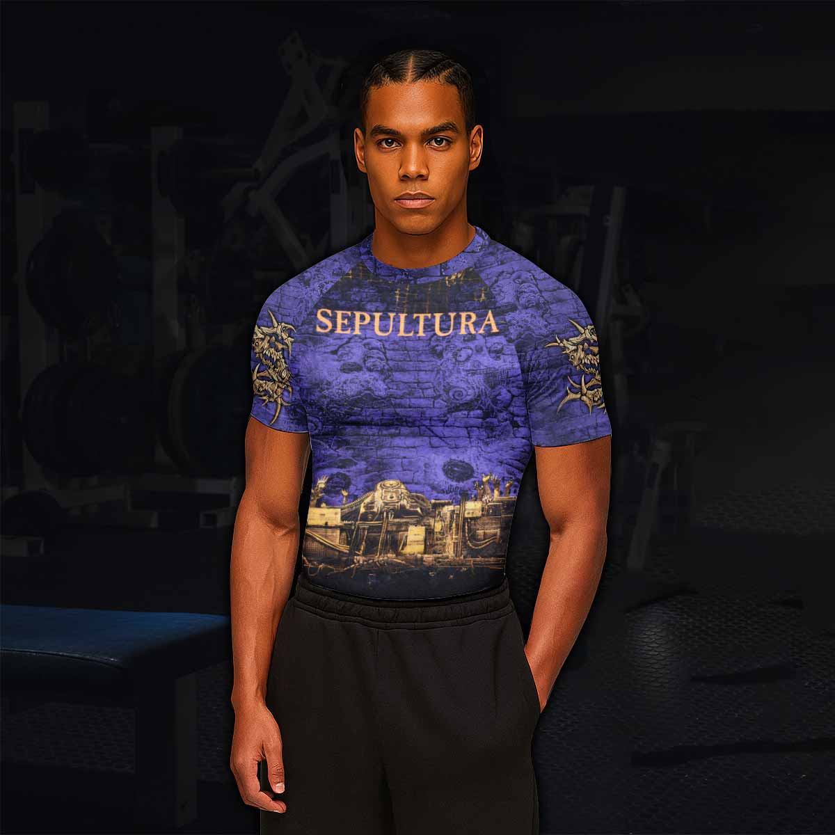 Sepultura Chaos A.D 90s Men's Rash Guard Short Sleeve - lifestyle view