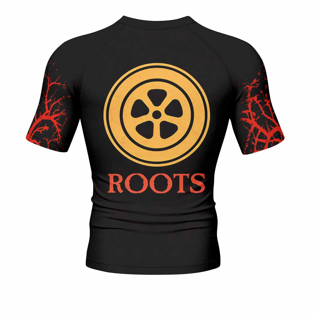 Sepultura Roots Men's Rash Guard Short Sleeve - back view mockup