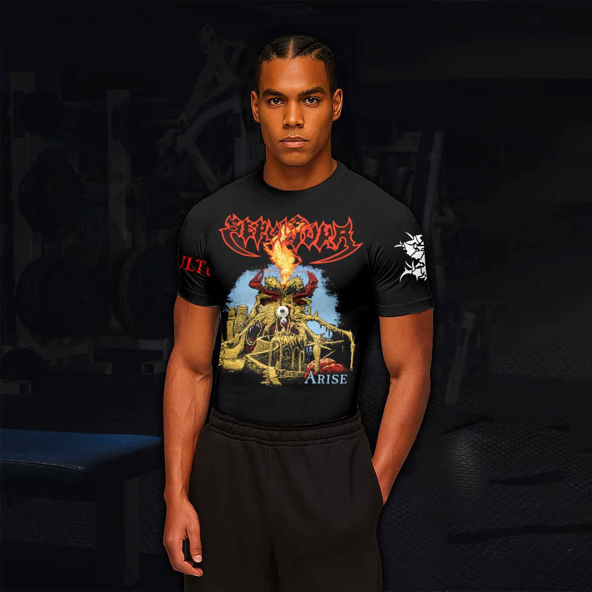 Sepultura Arise Men's Rash Guard Short Sleeve - lifestyle view