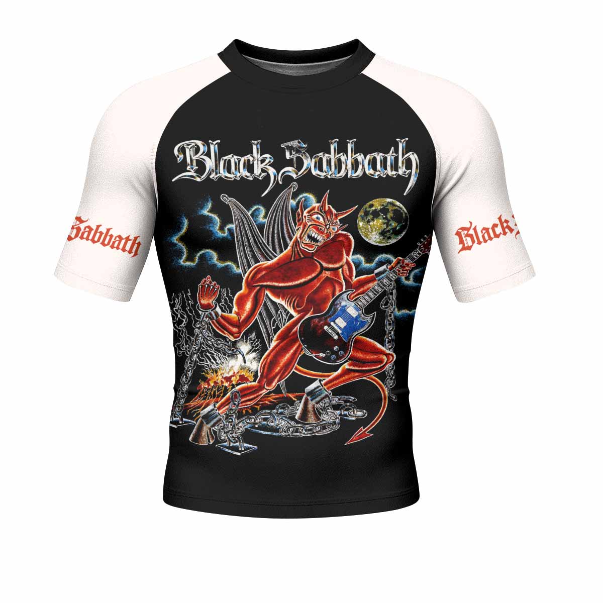 Black Sabbath Live Evil Men's Rash Guard Short Sleeve - front view mockup