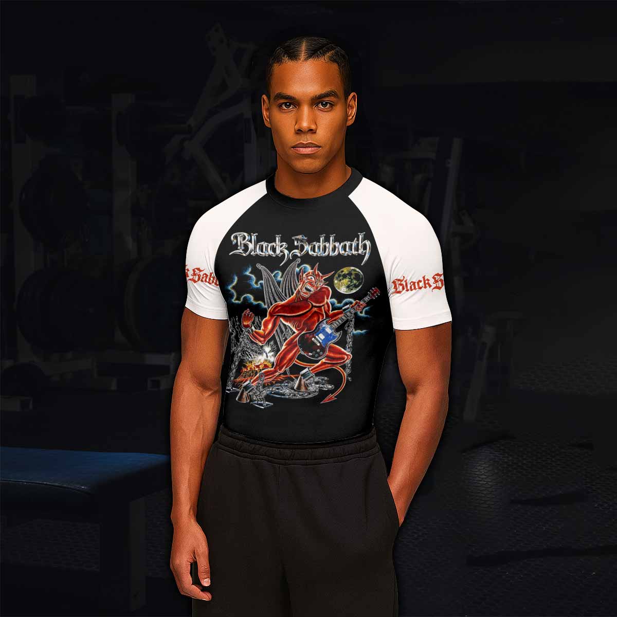 Black Sabbath Live Evil Men's Rash Guard Short Sleeve - lifestyle view