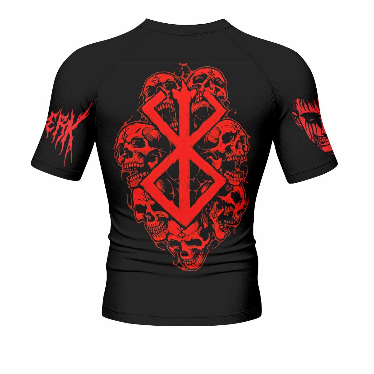 Berserk Metal Skull Knight Men's Rash Guard Short Sleeve - back view mockup