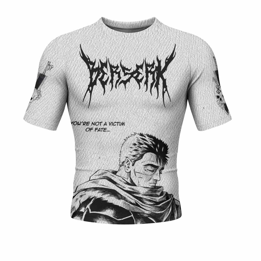 Berserk Metal Guts Men's Rash Guard Short Sleeve - front and back view