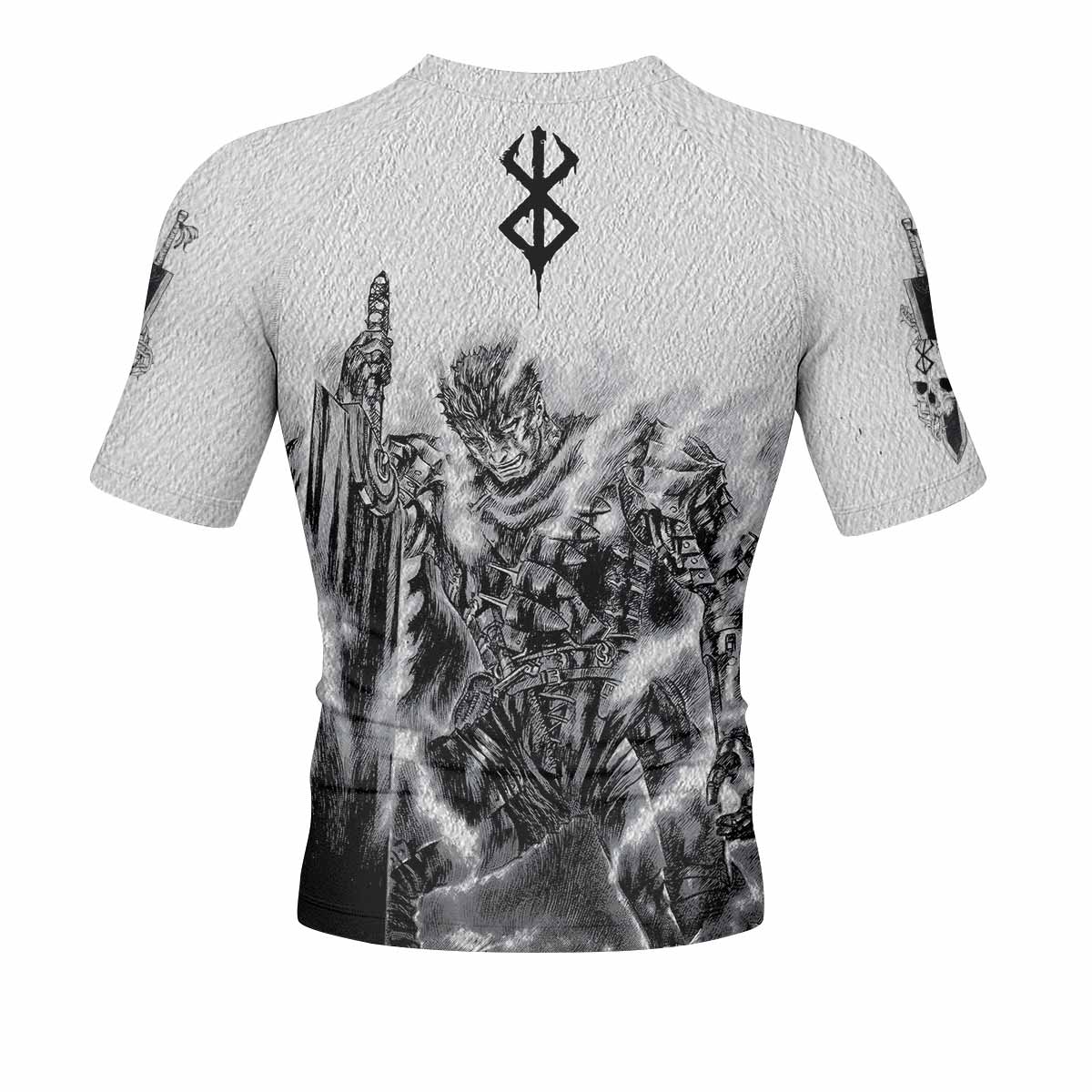 Berserk Metal Guts Men's Rash Guard Short Sleeve - back view mockup