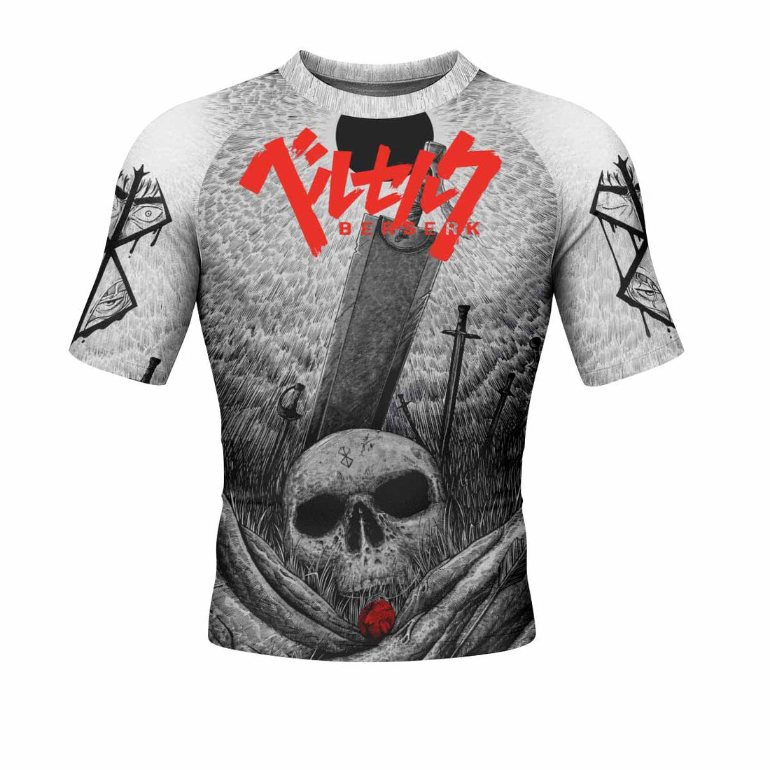 Berserk Eclipse Men's Rash Guard Short Sleeve - front and back view