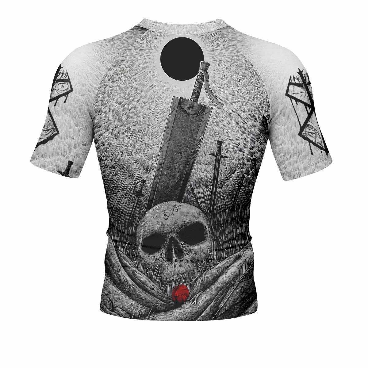 Berserk Eclipse Men's Rash Guard Short Sleeve - back view mockup
