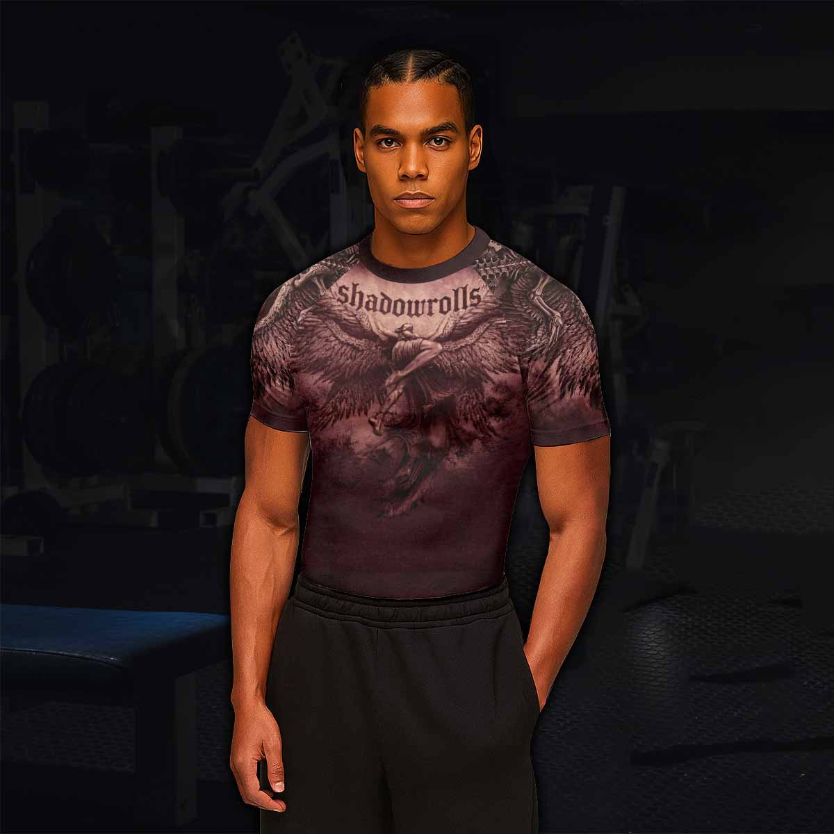 Bones of Grace Dark Angel Men's Rash Guard Short Sleeve - lifestyle view