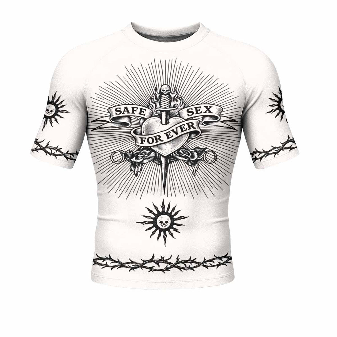 Dragon Tattoo Men's Rash Guard Short Sleeve - front and back view