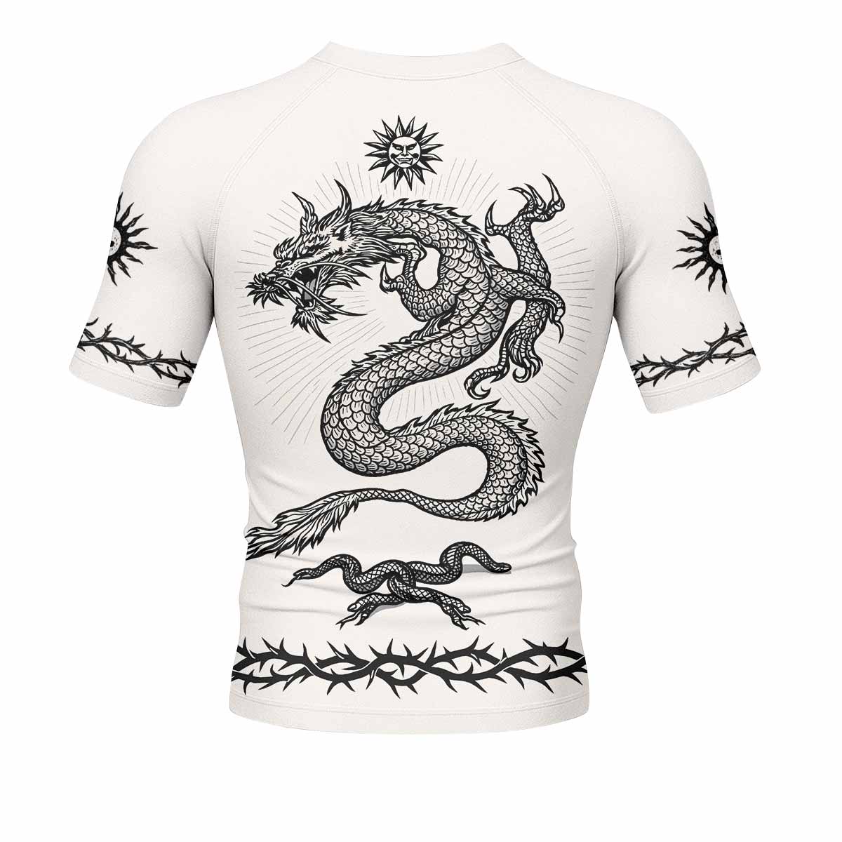 Dragon Tattoo Men's Rash Guard Short Sleeve - back view mockup