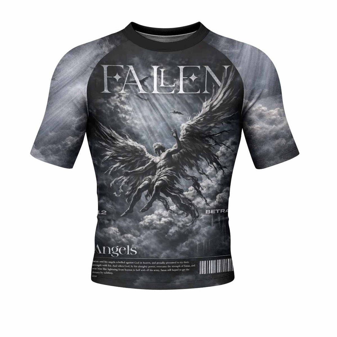 Fallen Angels Men's Rash Guard Short Sleeve - front and back view