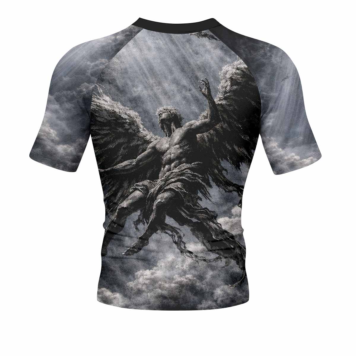 Fallen Angels Men's Rash Guard Short Sleeve - back view mockup
