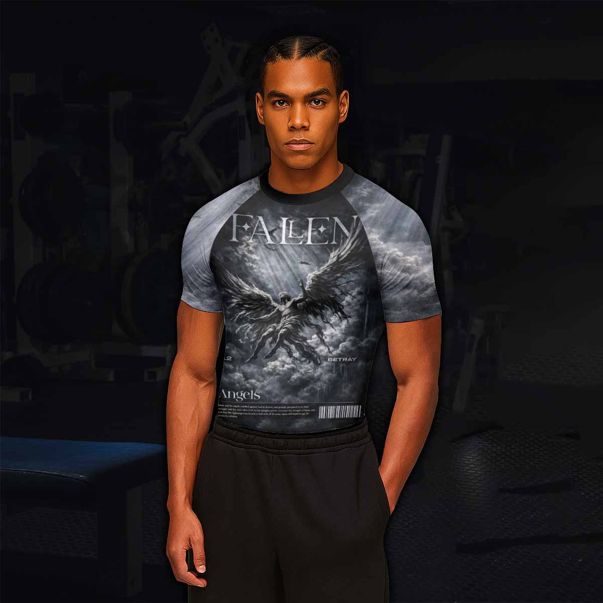Fallen Angels Men's Rash Guard Short Sleeve - lifestyle view