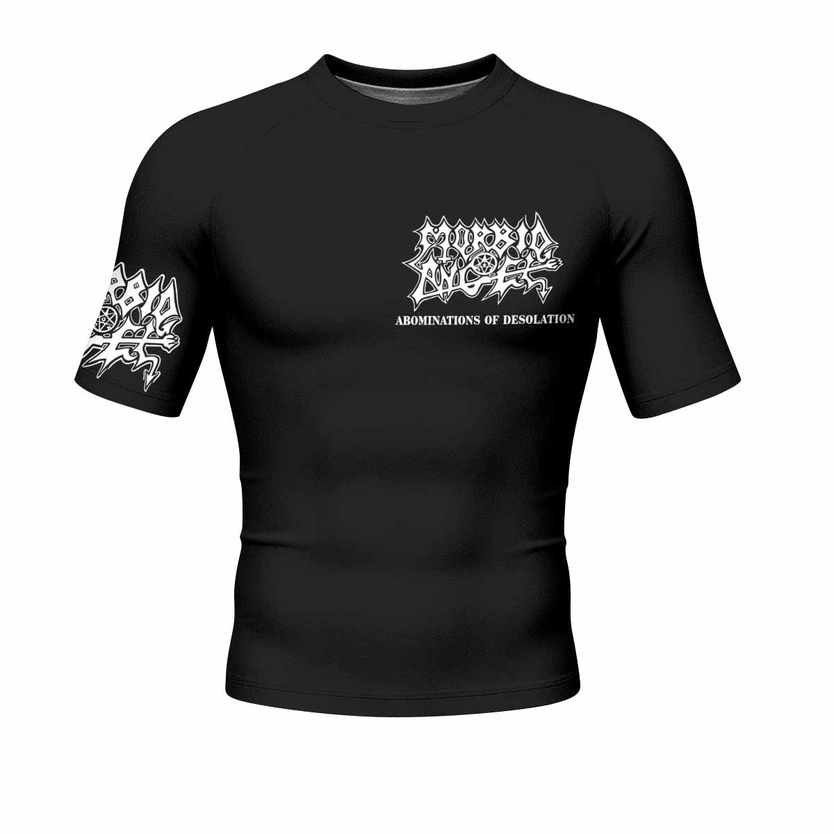 Morbid Angel Abominations of Desolation Men's Rash Guard Short Sleeve - front view mockup