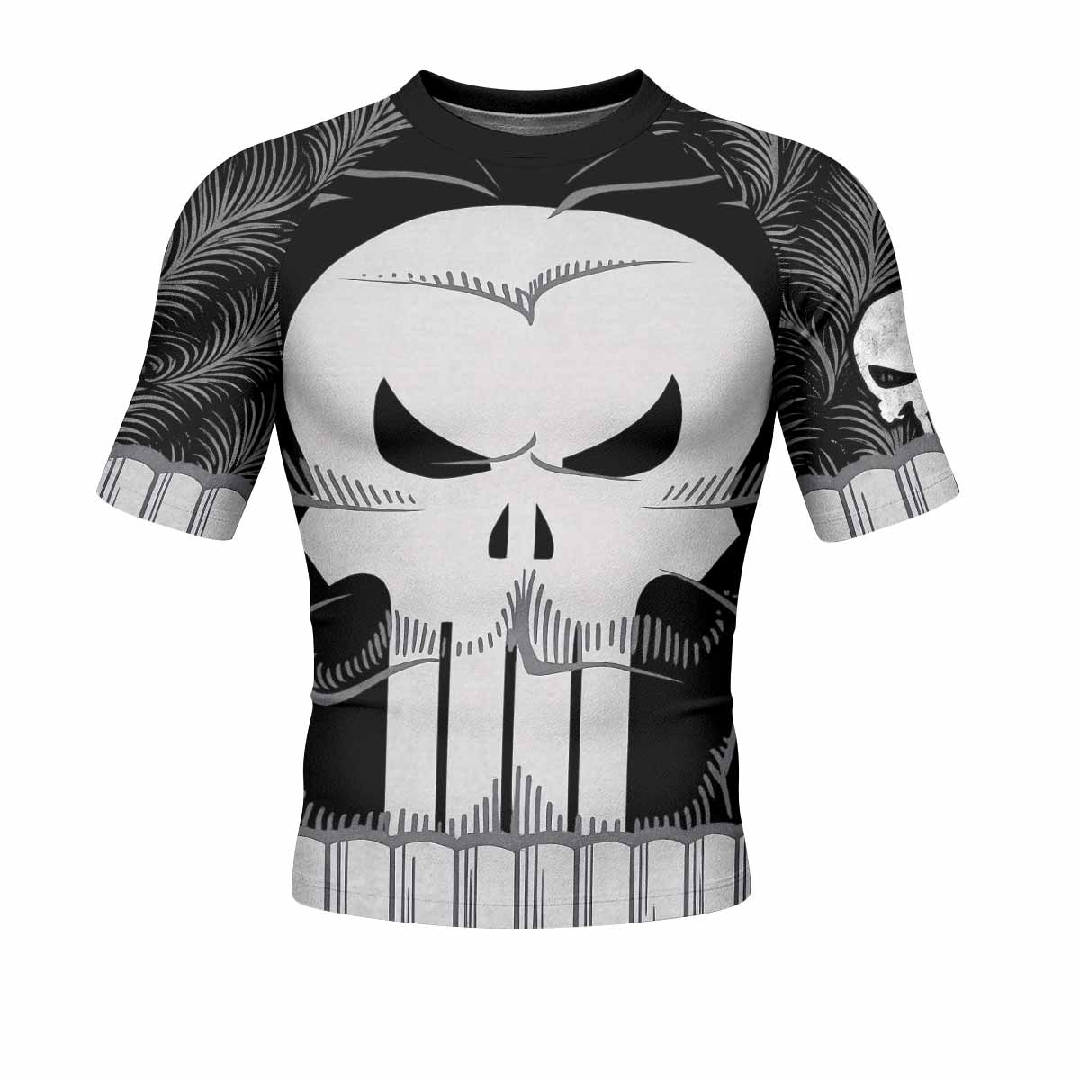 Punisher Skull Tactical Men's Rash Guard Short Sleeve - front view mockup