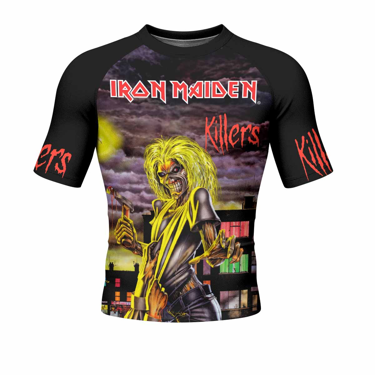 Killers Iron Maiden Men's Rash Guard Short Sleeve - front view mockup