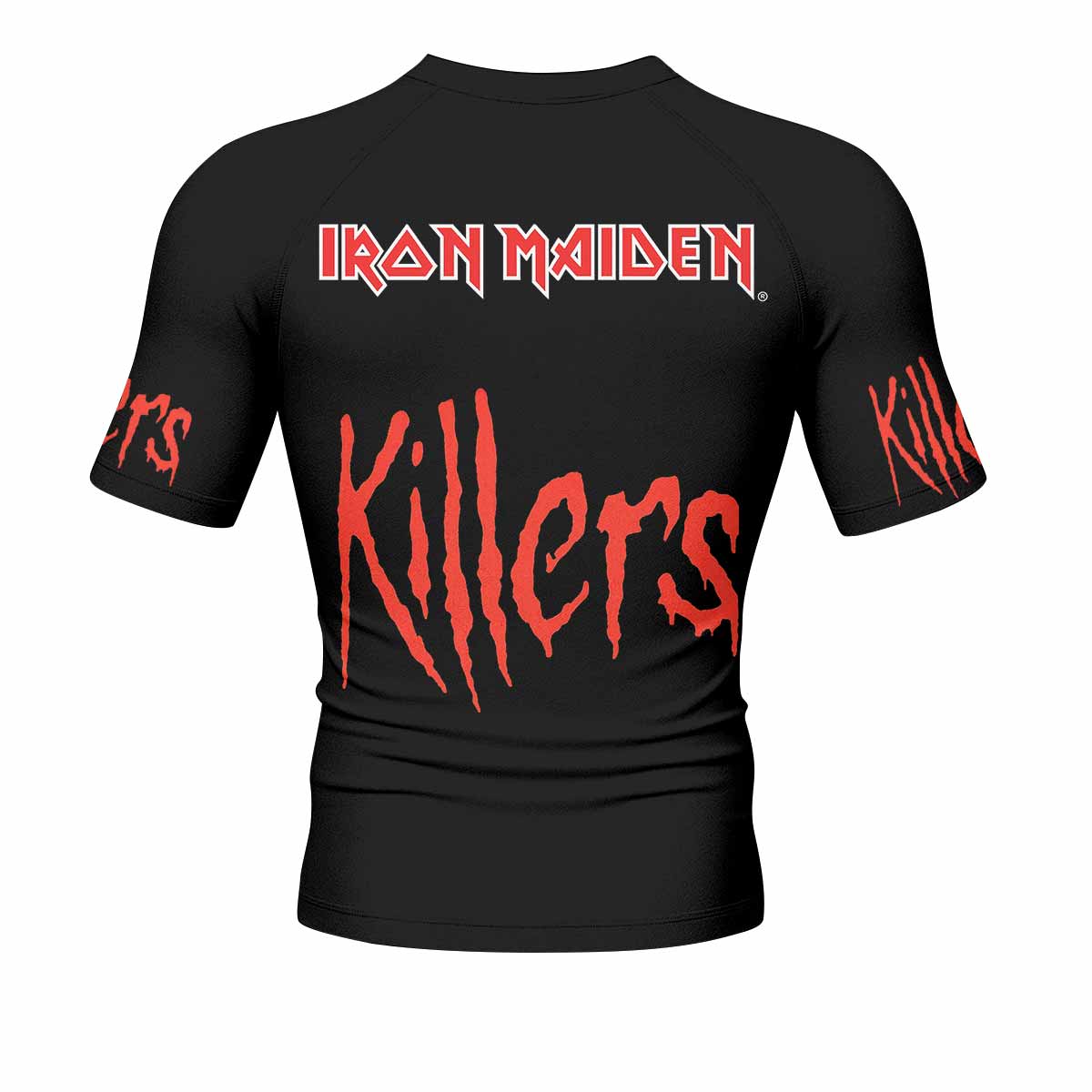 Killers Iron Maiden Men's Rash Guard Short Sleeve - back view mockup