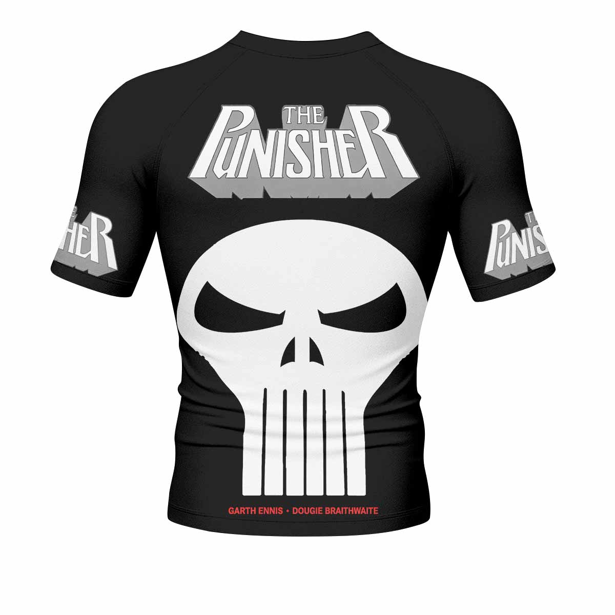 The Punisher Comic Frank Castle Men's Rash Guard Short Sleeve - back view mockup