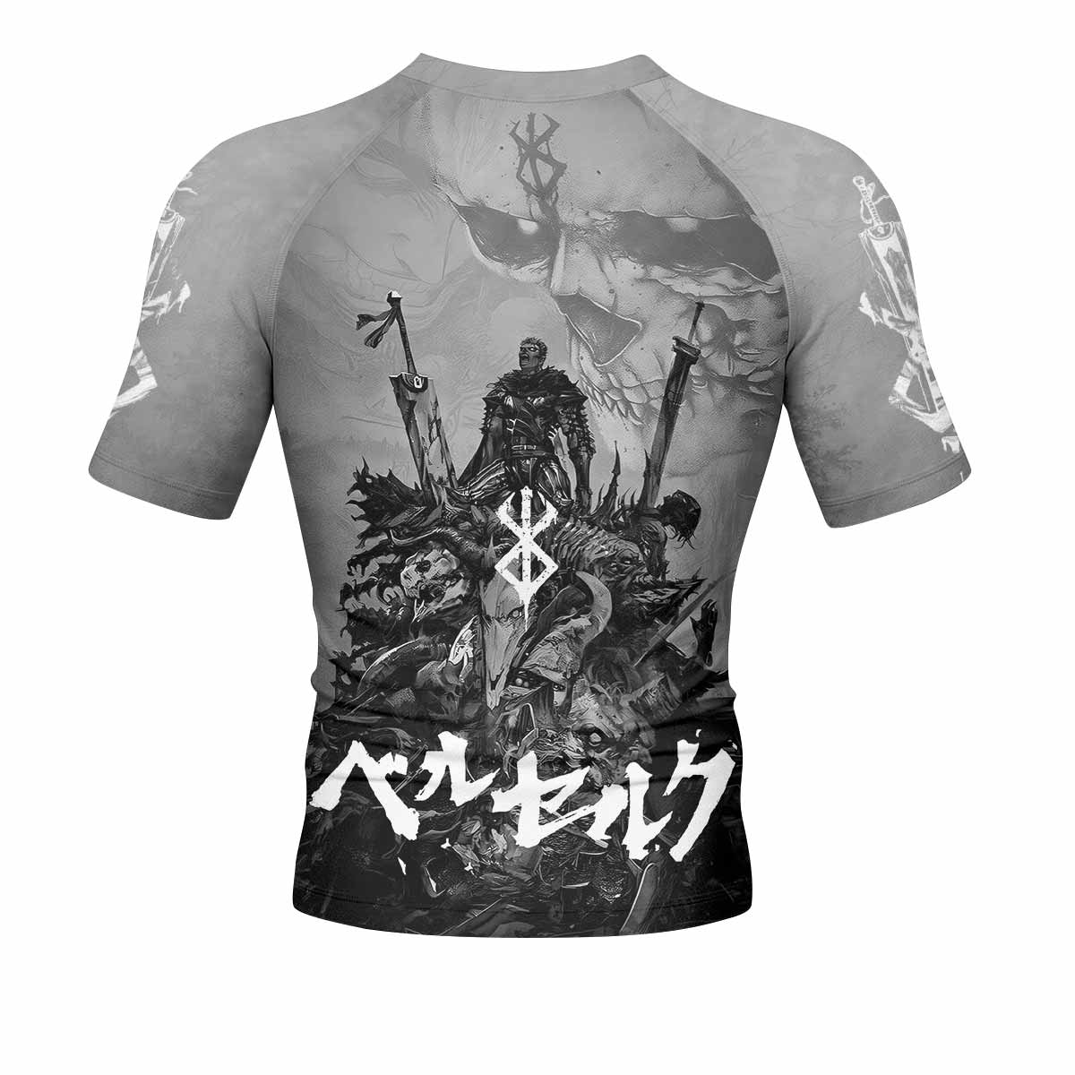 Berserk Guts Sorrow Men's Rash Guard Short Sleeve - back view mockup