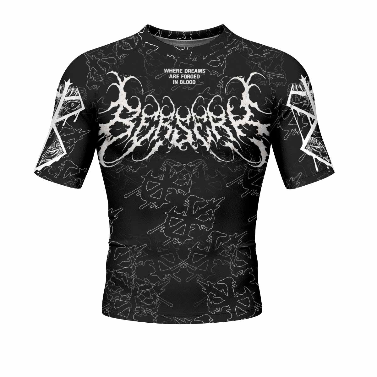 Berserk Forged In Blood Men's Rash Guard Short Sleeve - front view mockup