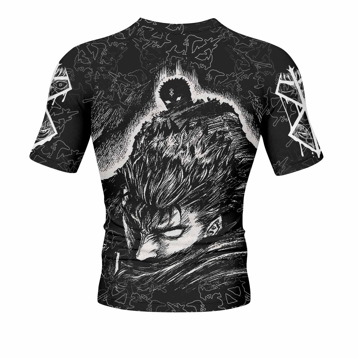 Berserk Forged In Blood Men's Rash Guard Short Sleeve - back view mockup
