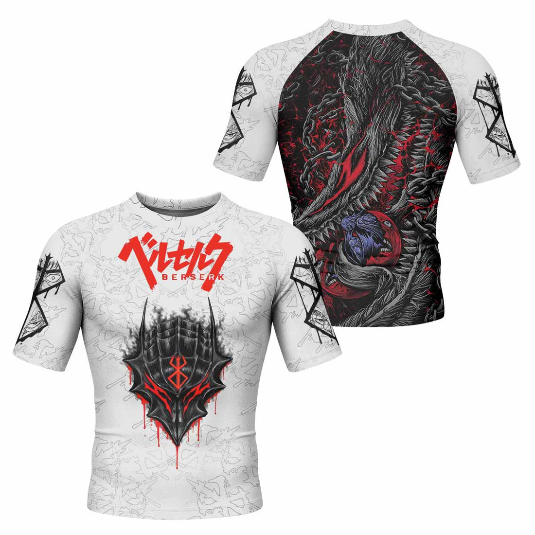 Berserk Berserker Armor Men's Rash Guard Short Sleeve - front and back view