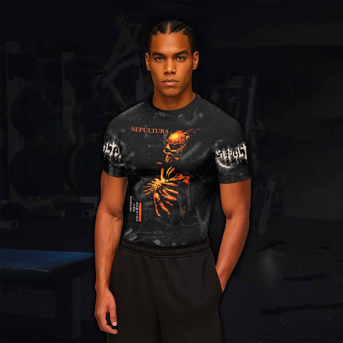 Sepultura Beneath the Remains Men's Rash Guard Short Sleeve - lifestyle view