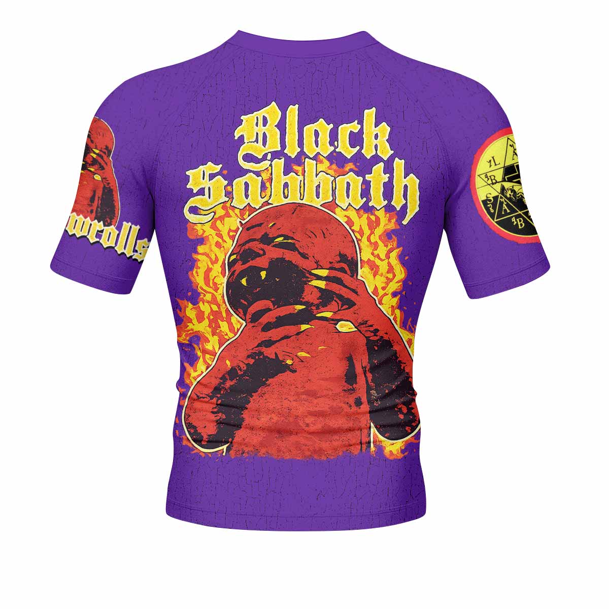Born Again Black Sabbath Men's Rash Guard Short Sleeve - back view mockup