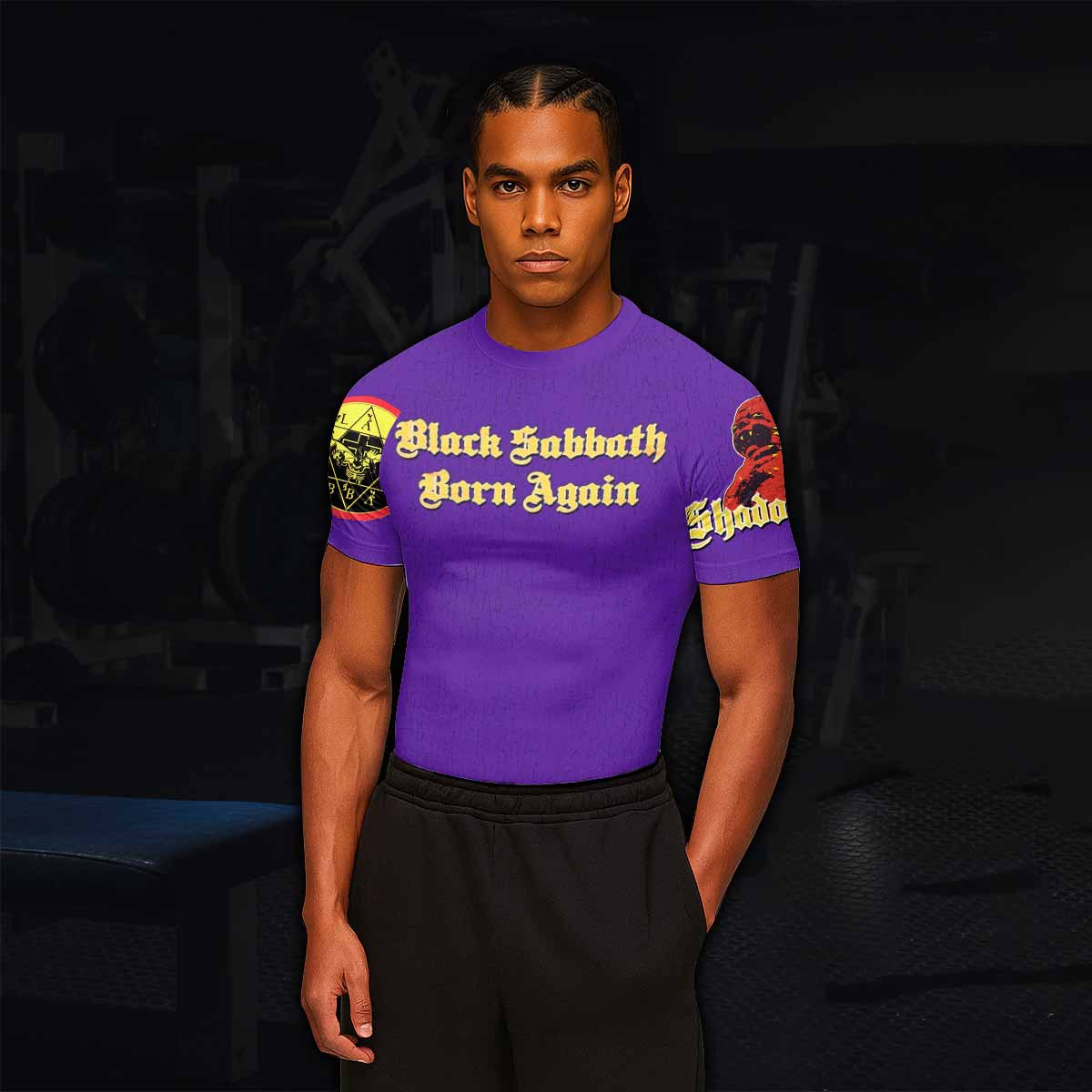 Born Again Black Sabbath Men's Rash Guard Short Sleeve - lifestyle view