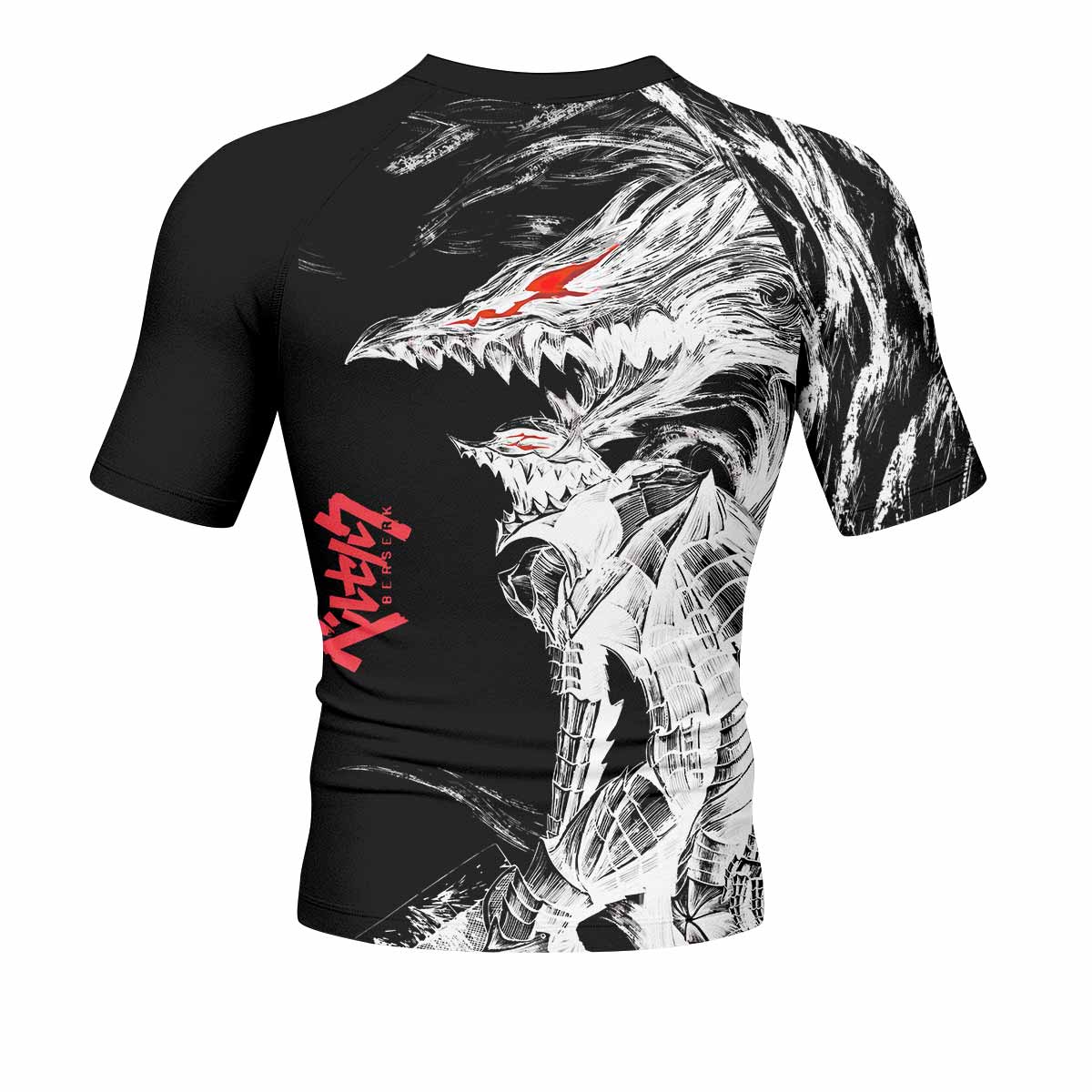 Berserk Guts Berserker Armor Men's Rash Guard Short Sleeve - back view mockup