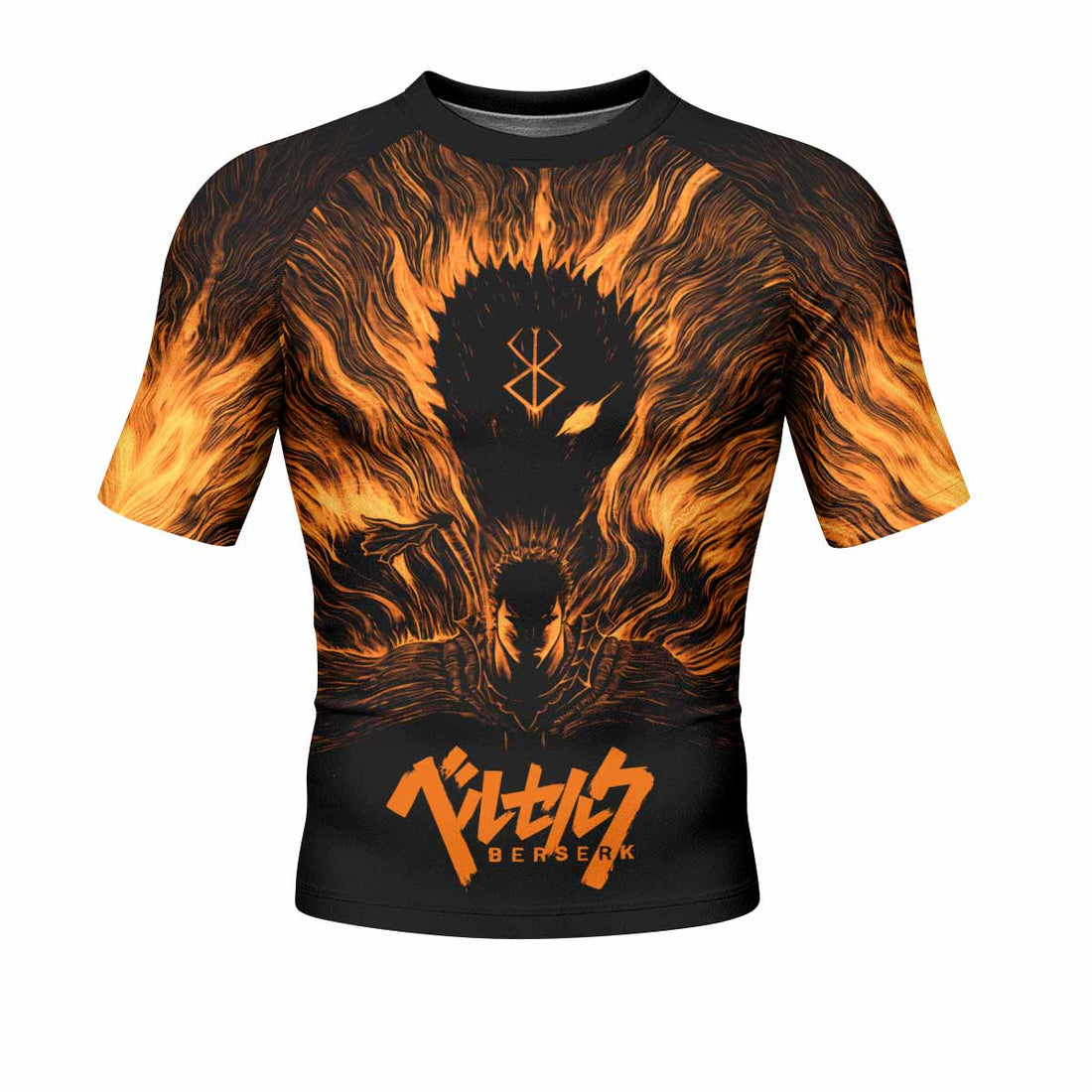 Beast of Darkness Berserk Men's Rash Guard Short Sleeve - front and back view