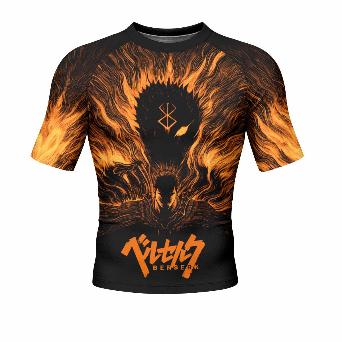Beast of Darkness Berserk Men's Rash Guard Short Sleeve - front view mockup