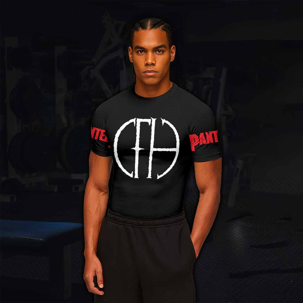 Pantera Cowboys From Hell Logo Men's Rash Guard Short Sleeve - lifestyle view