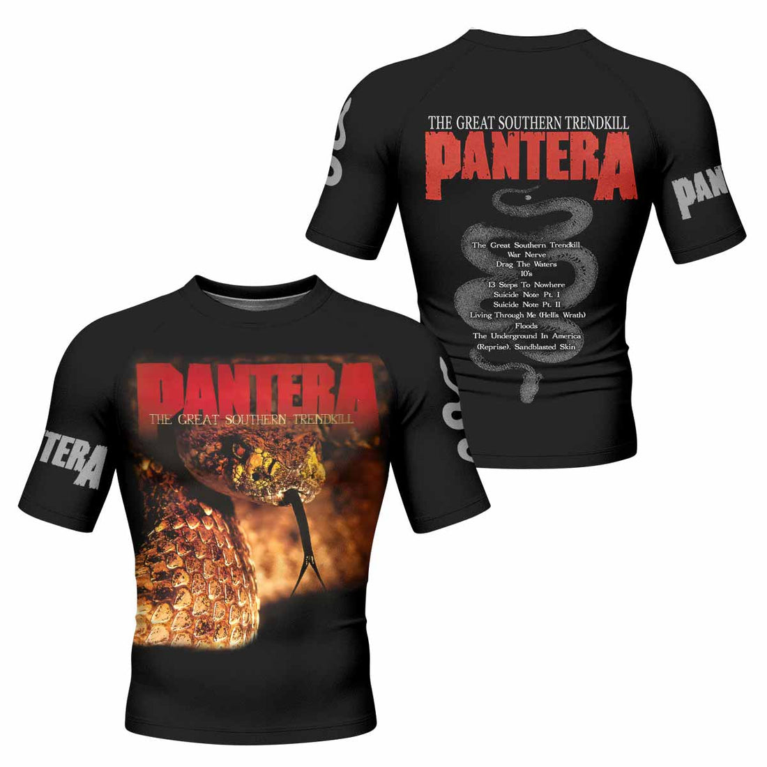 Pantera The Great Southern Trendkill Men's Rash Guard Short Sleeve - front and back view