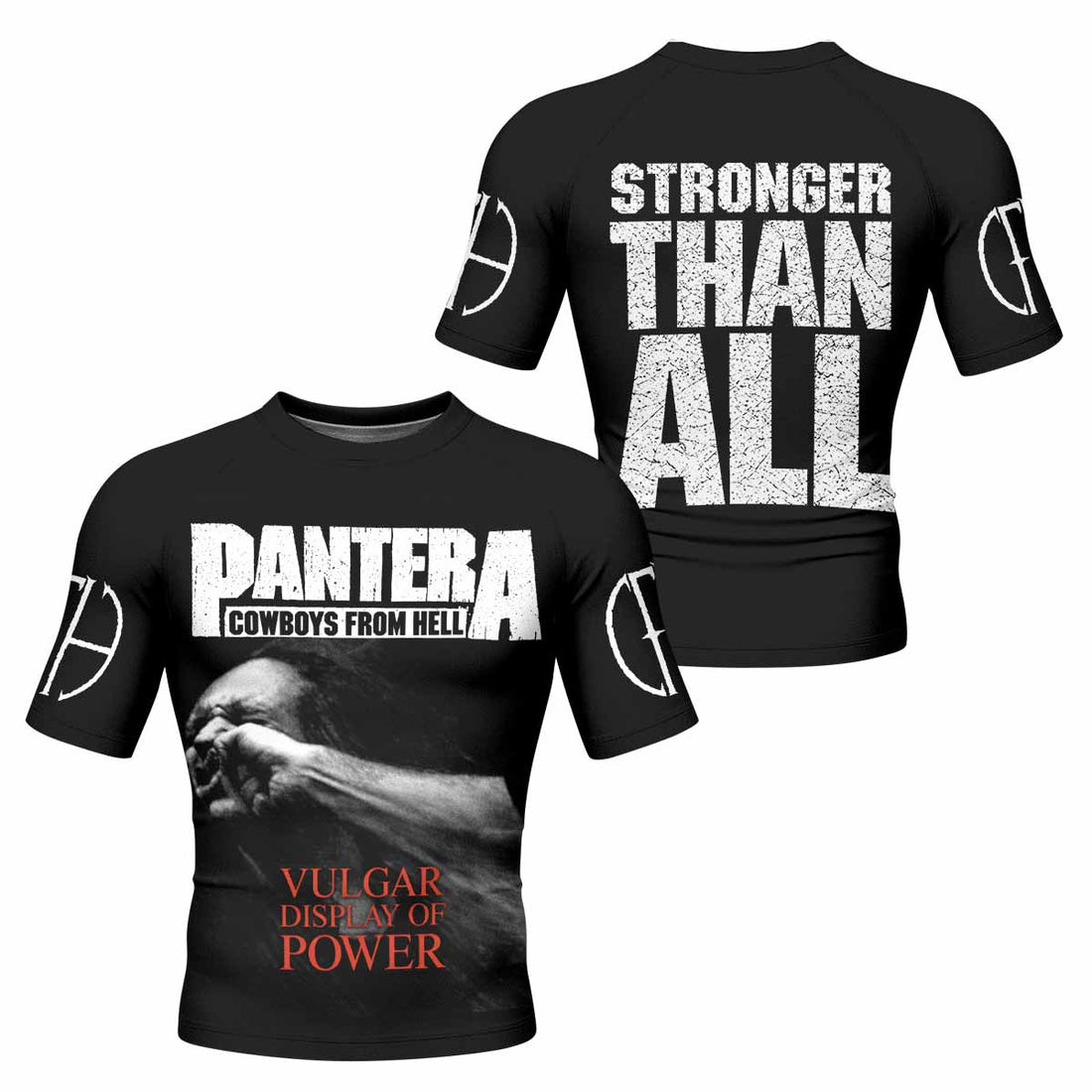 Pantera Stronger Than All Men's Rash Guard Short Sleeve - front and back view