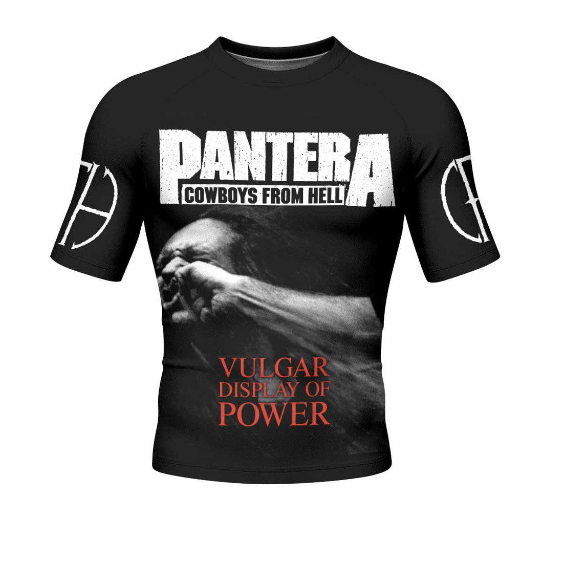 Pantera Stronger Than All Men's Rash Guard Short Sleeve - front and back view