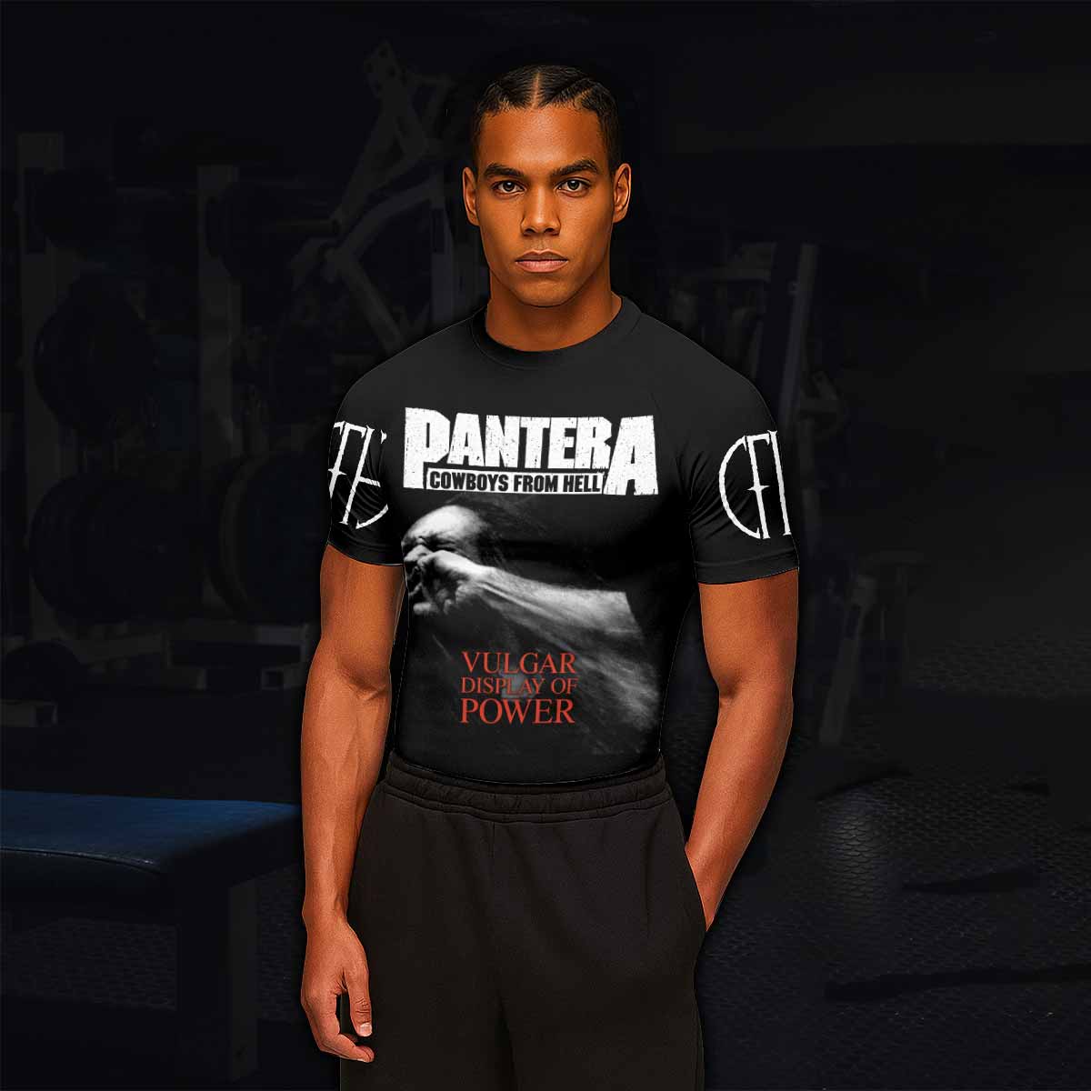 Pantera Stronger Than All Men's Rash Guard Short Sleeve - lifestyle view