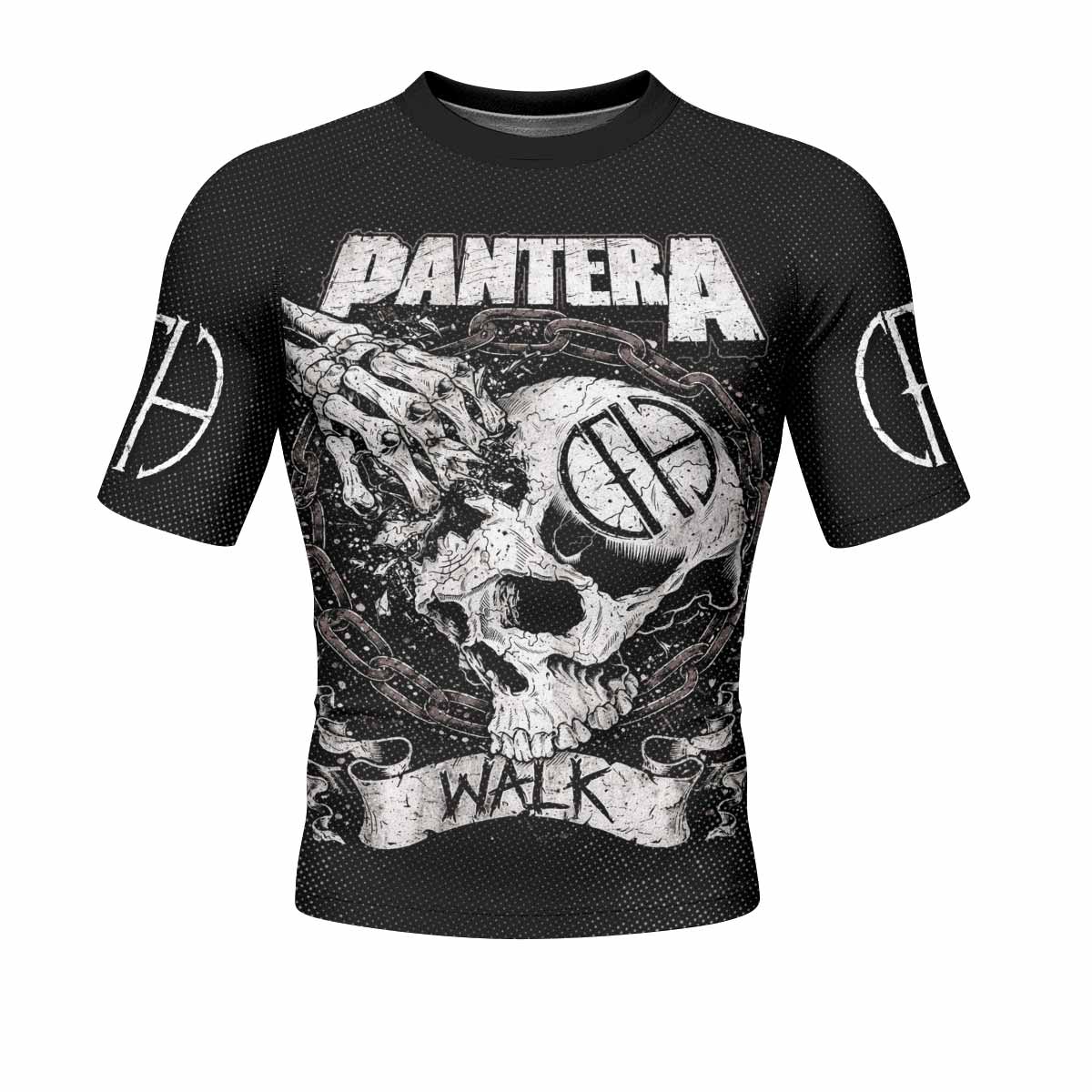 Pantera Walk Skull Men's Rash Guard Short Sleeve - front view mockup
