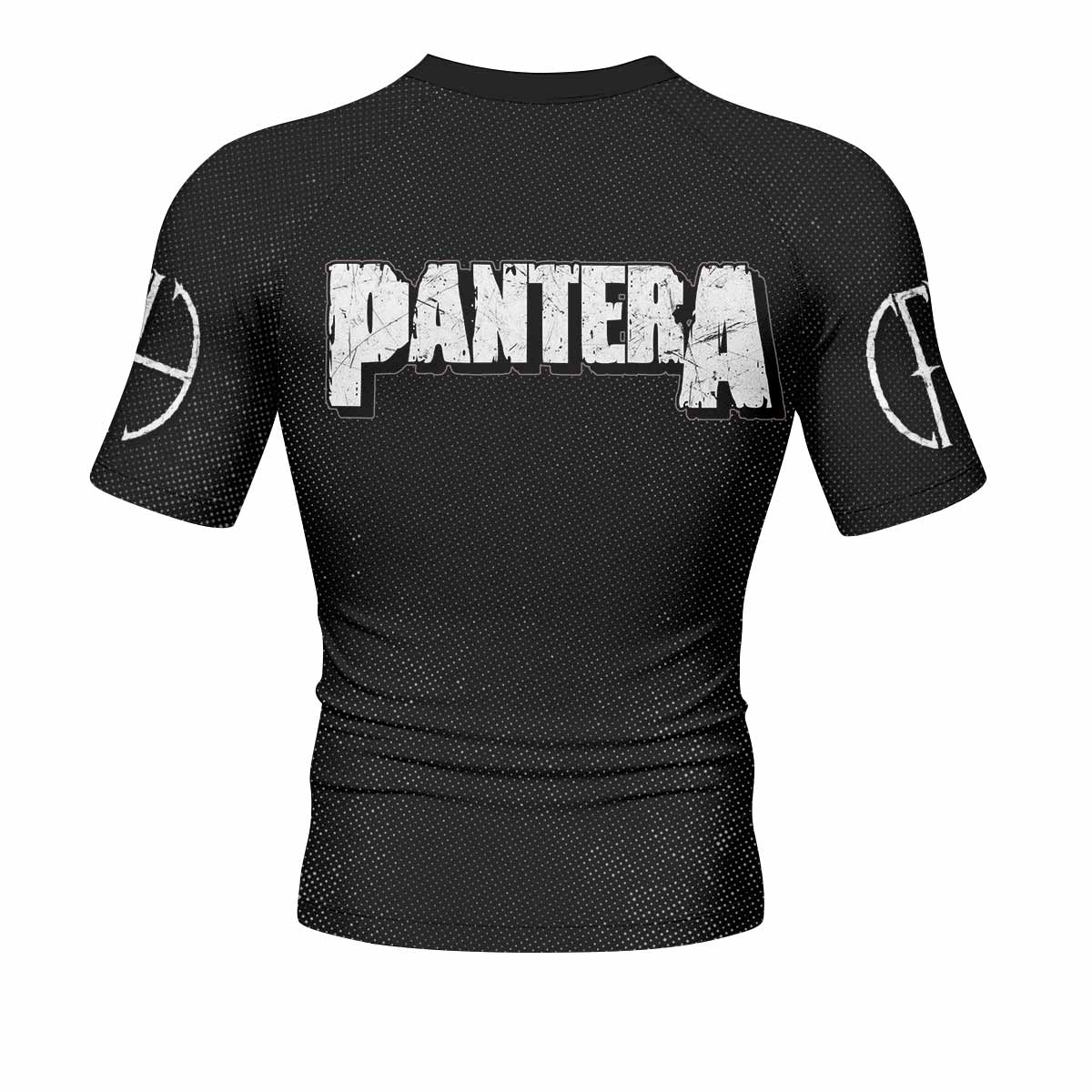 Pantera Walk Skull Men's Rash Guard Short Sleeve - back view mockup