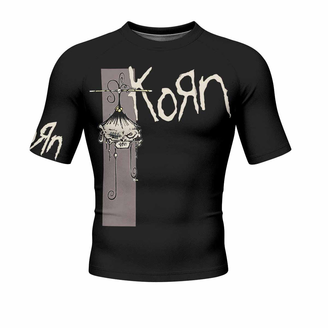 Korn Gothic Spine Men's Rash Guard Short Sleeve - front and back view