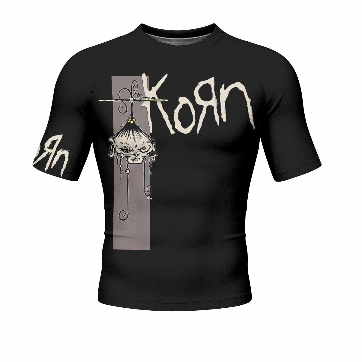 Korn Gothic Spine Men's Rash Guard Short Sleeve - front view mockup