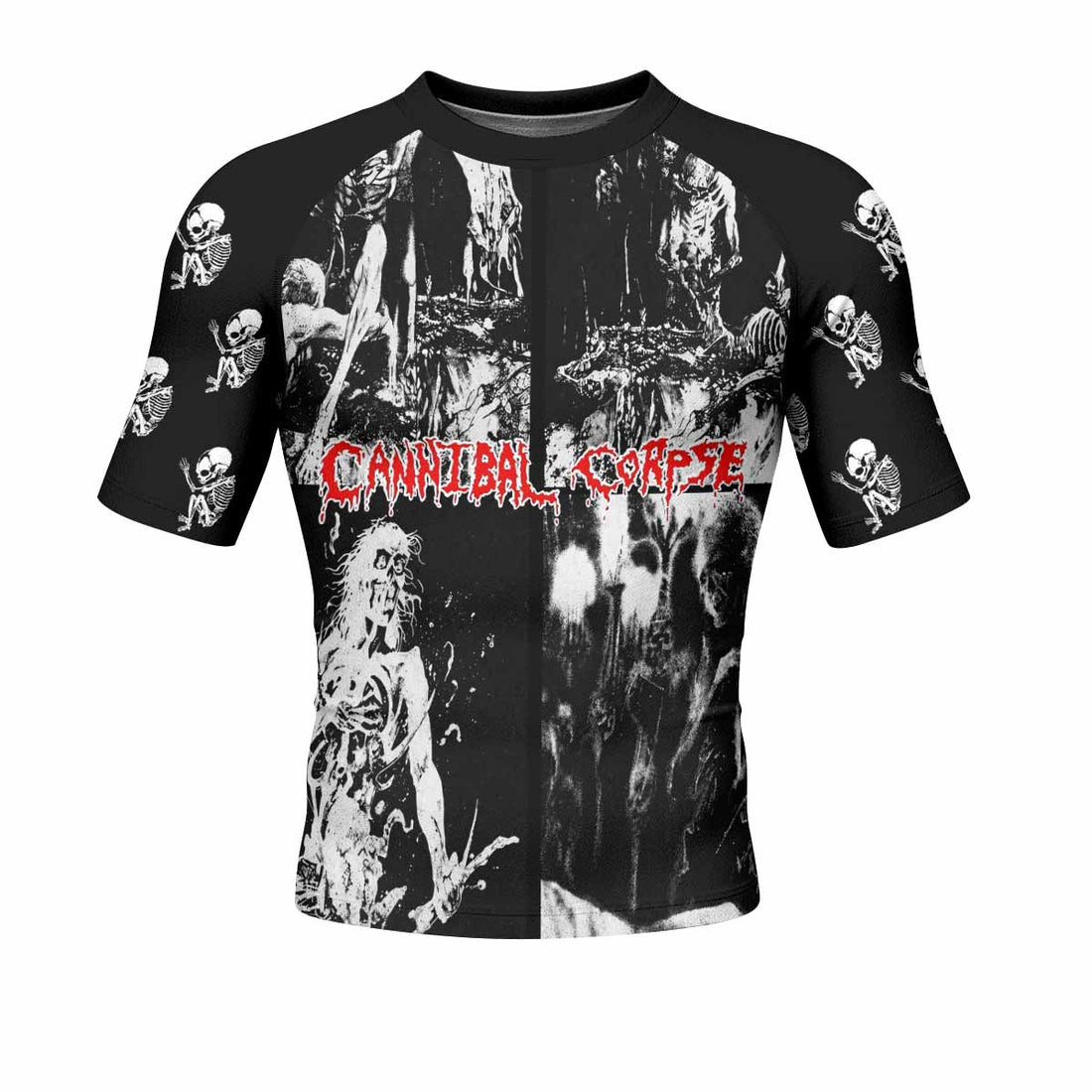 Cannibal Corpse Horror Men's Rash Guard Short Sleeve - front and back view
