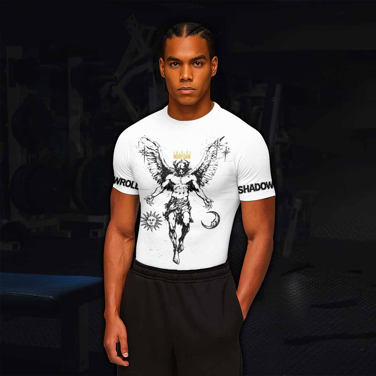 The Messenger Has Arrived White Men's Rash Guard Short Sleeve - lifestyle view