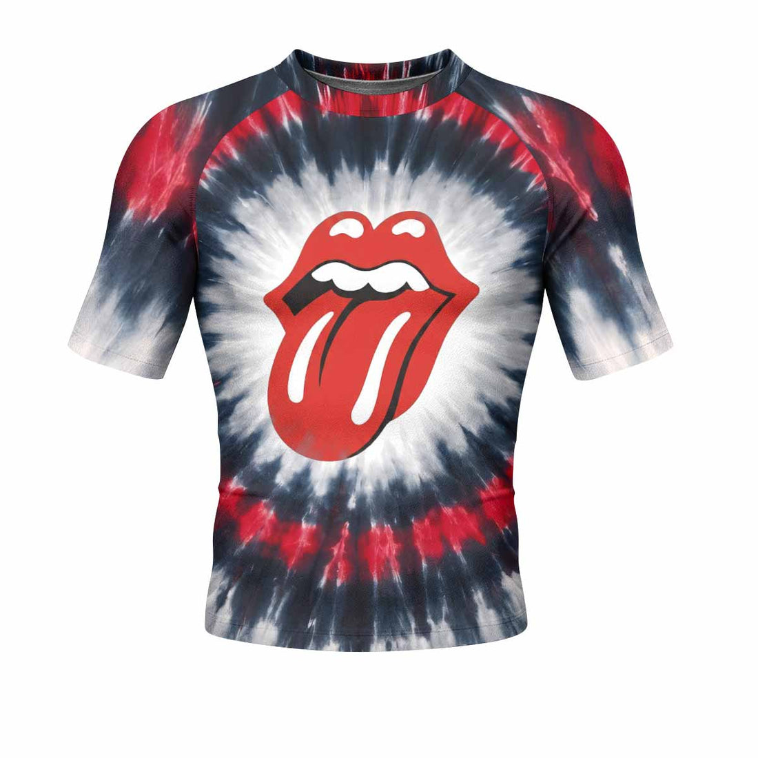 The Rolling Stones Men's Rash Guard Short Sleeve - front and back view